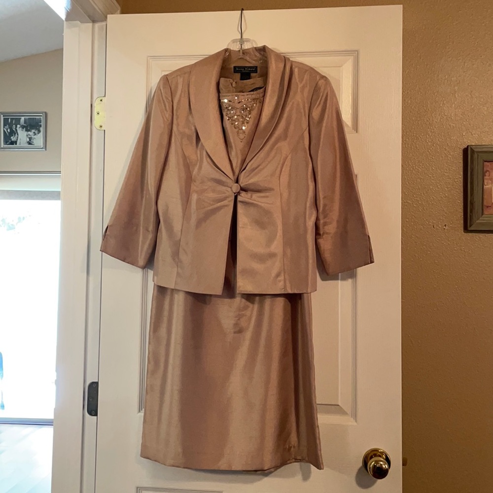 2 piece dress, gold color, size 10